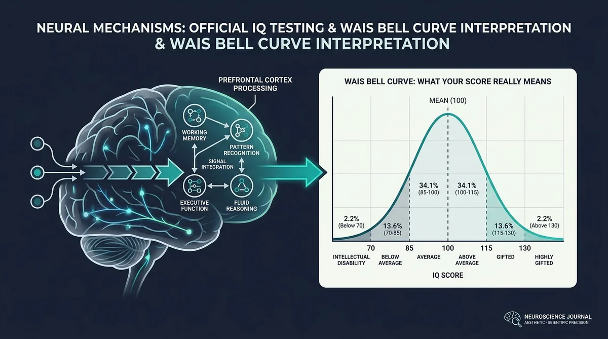 WAIS IQ bell curve normal distribution, standard deviations, and percentile ranking graph