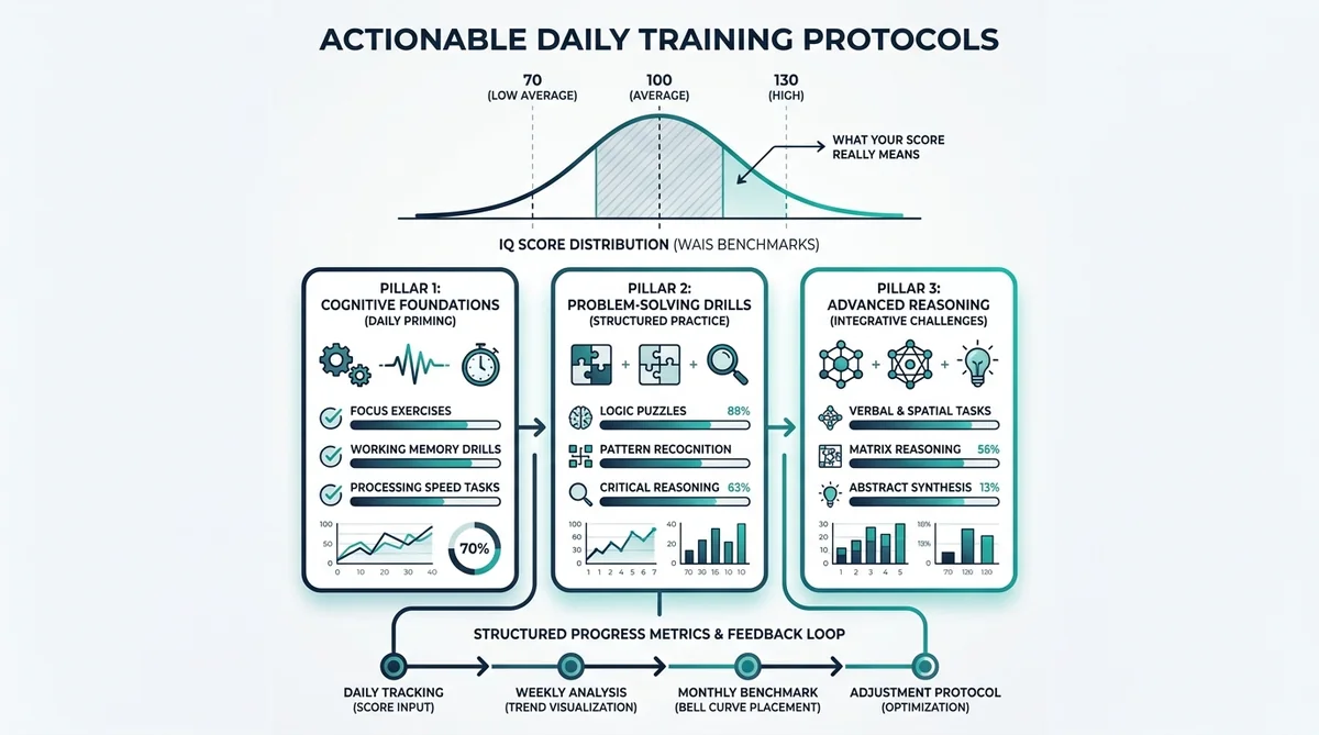 Three practical protocols for reading and optimizing IQ test results: calculating confidence intervals, analyzing radar scatter, and pre-test state priming